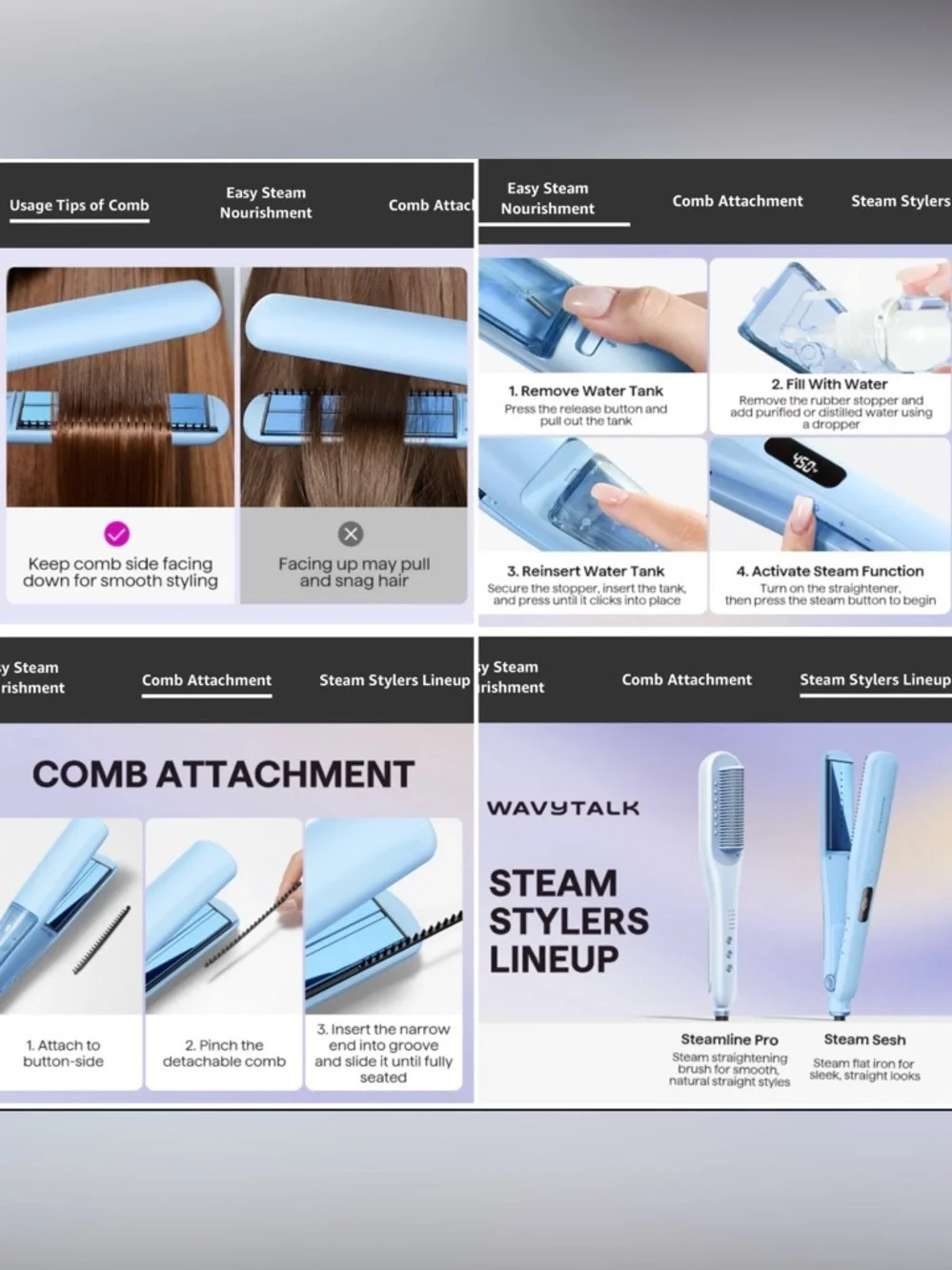 Wavytalk Steam Hair Straightener Steam-Powered Nano Titanium Flat Iron